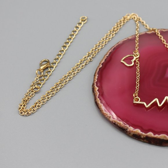 Love heart heartbeat necklace gold tone - Picture 4 of 6